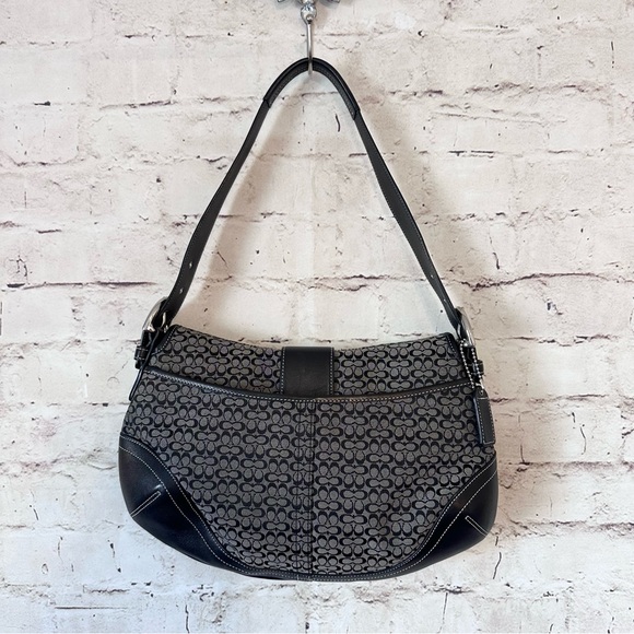 Coach Black and Gray Y2K Vintage Signature Small SoHo Bag - Picture 3 of 5